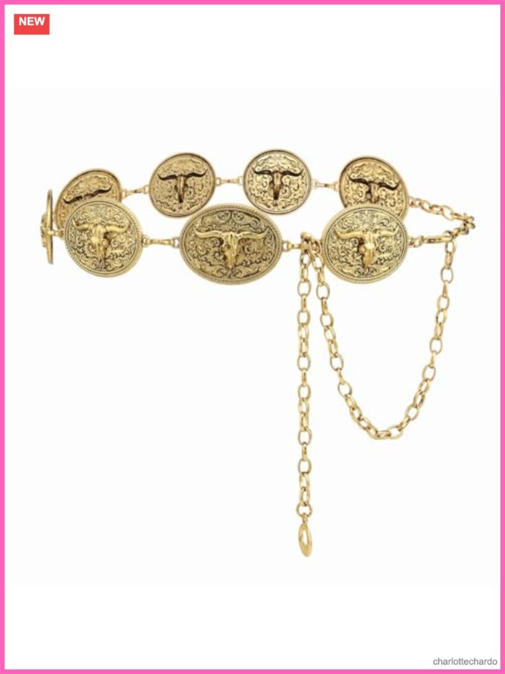 Western Metal Concho Chain Belt Fully Adjustable Waist Belt for Dresses Jeans